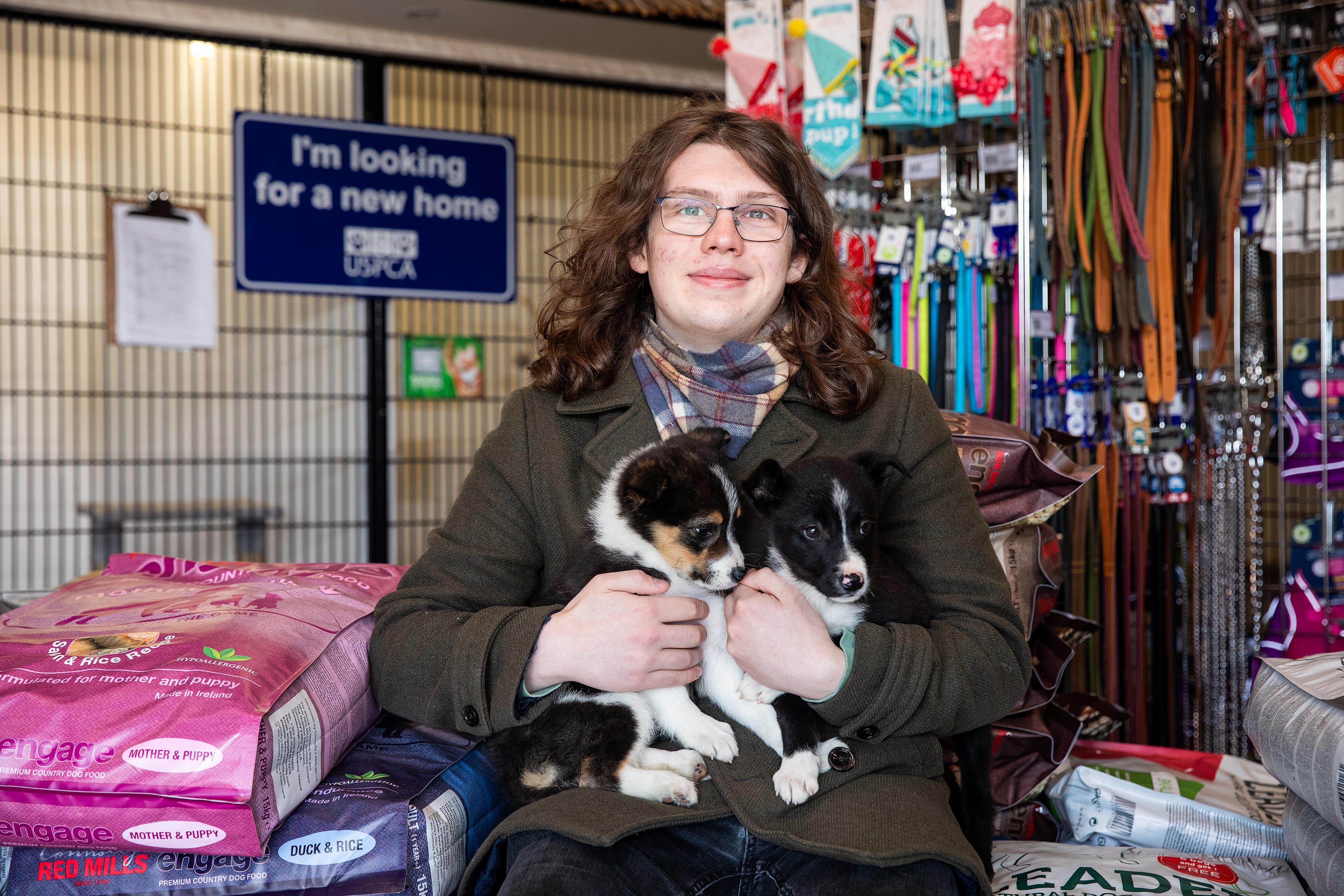 Dara McAnulty with puppies